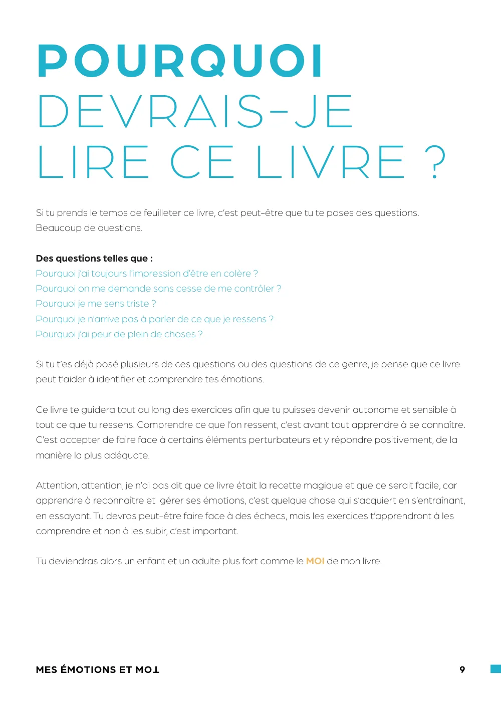 Extrait Tome 1, Mes Émotions