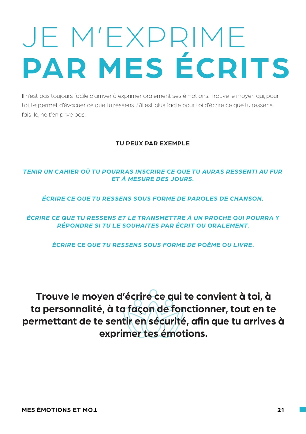 Extrait, Mes Émotions et Moi